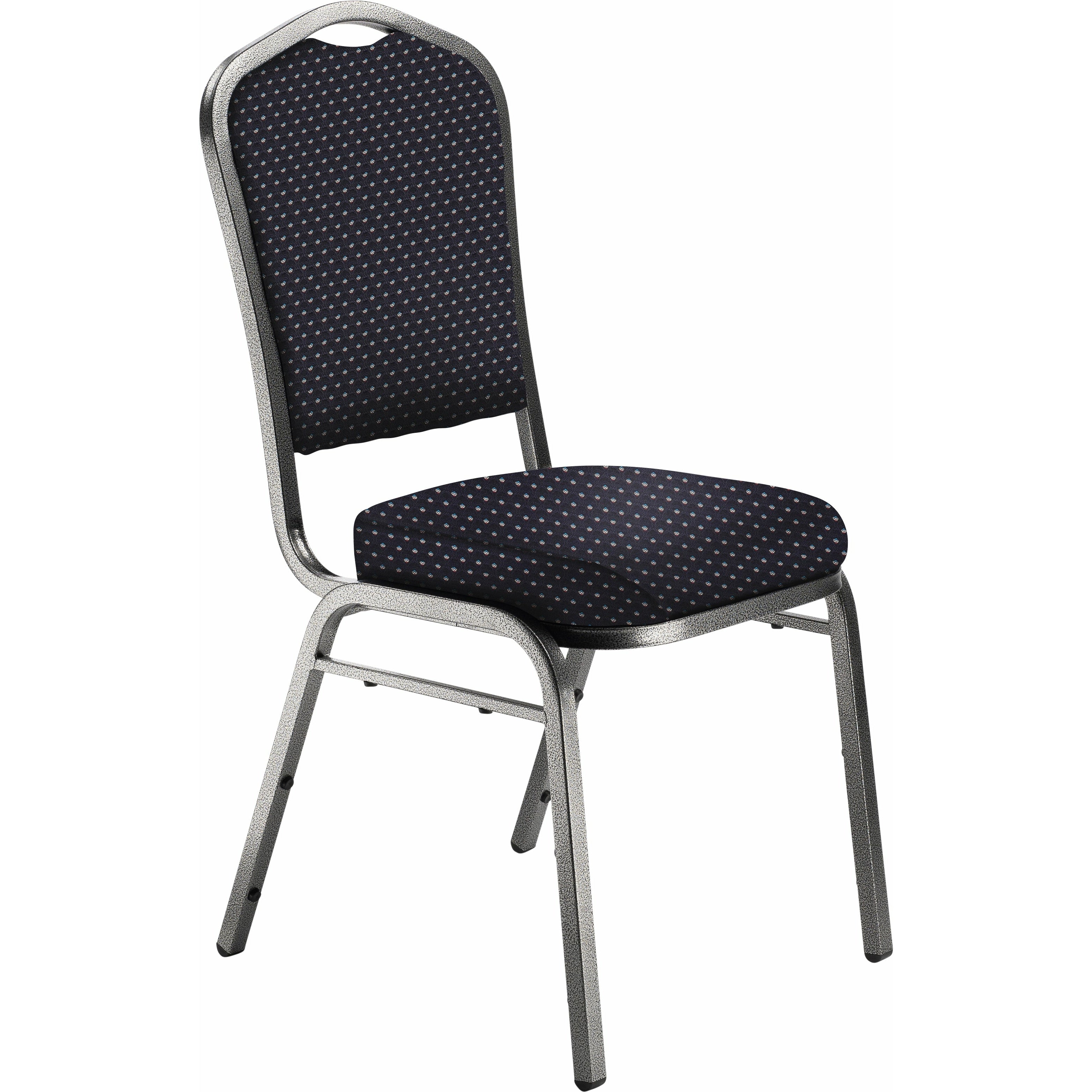 9300 Series Deluxe Fabric Upholstered Stack Chair, Diamond Navy Seat/Silvervein Frame