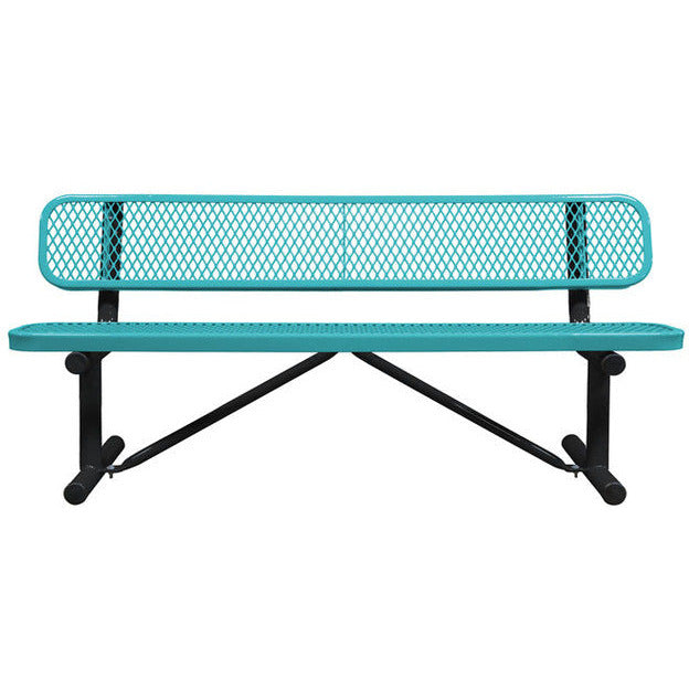 8' Standard Expanded Bench with Back - Blue