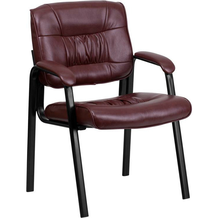 Burgundy Leather Guest / Reception Chair with Black Frame Finish