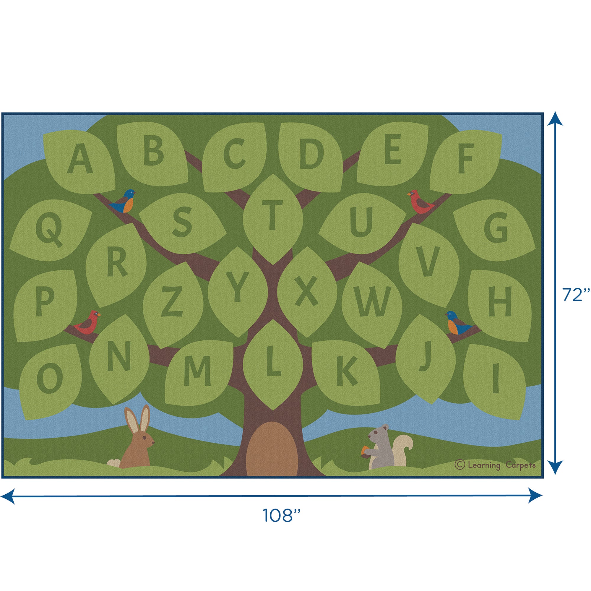 Alphabet Seating Tree Educational Rug – Rectangle Small