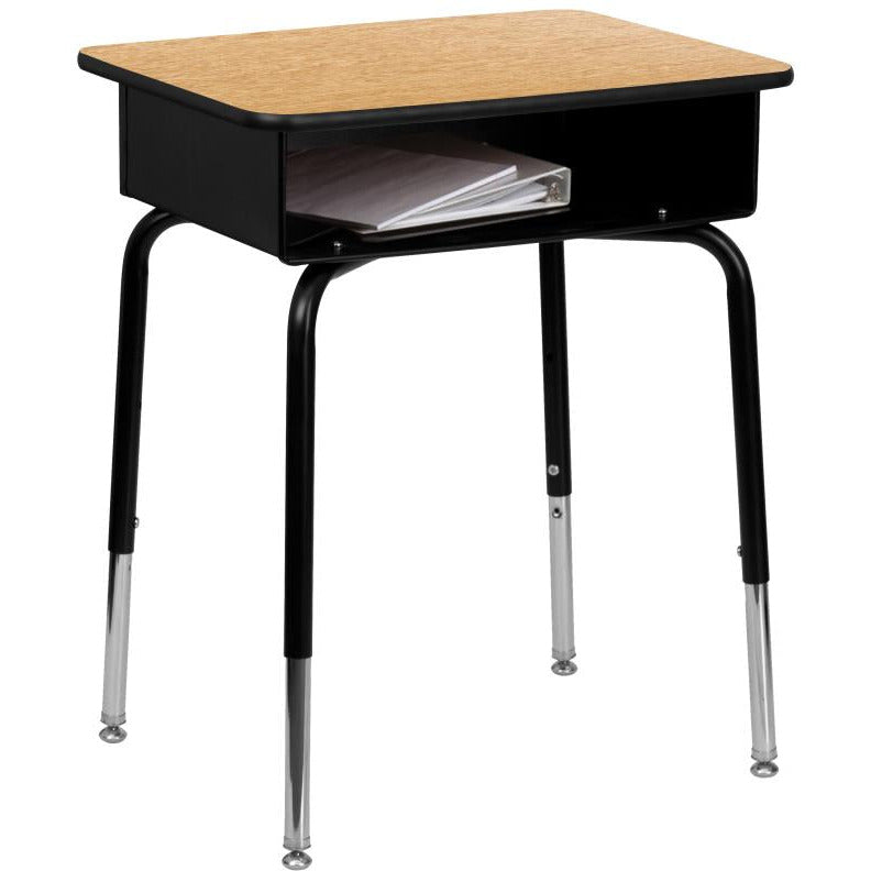 Billie Student Desk with Open Front Metal Book Box - Natural