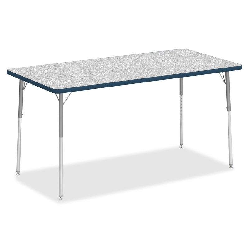 18" x 30" Rectangle Table, Standard Leg, Swivel Glides, Gray Top/Black Trim