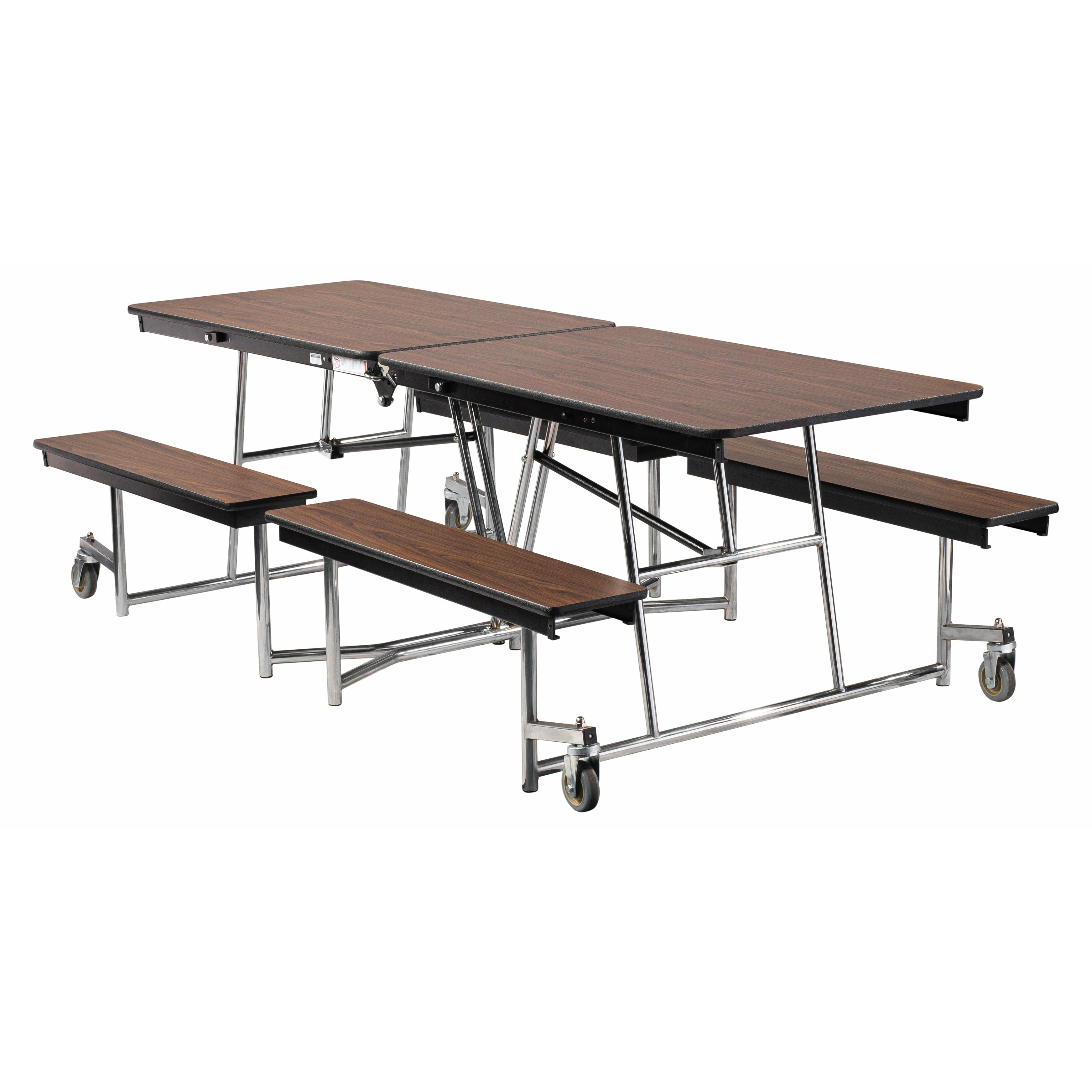 NPS® Mobile Table with Benches, 8'L, MDF Core, ProtectEdge, Textured Black Frame