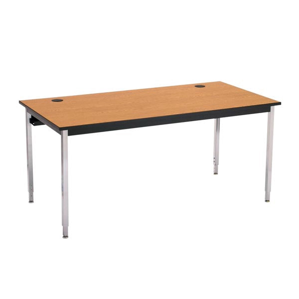 Computer Table 24 x 60 Adjustable Height - Oak - Black Legs