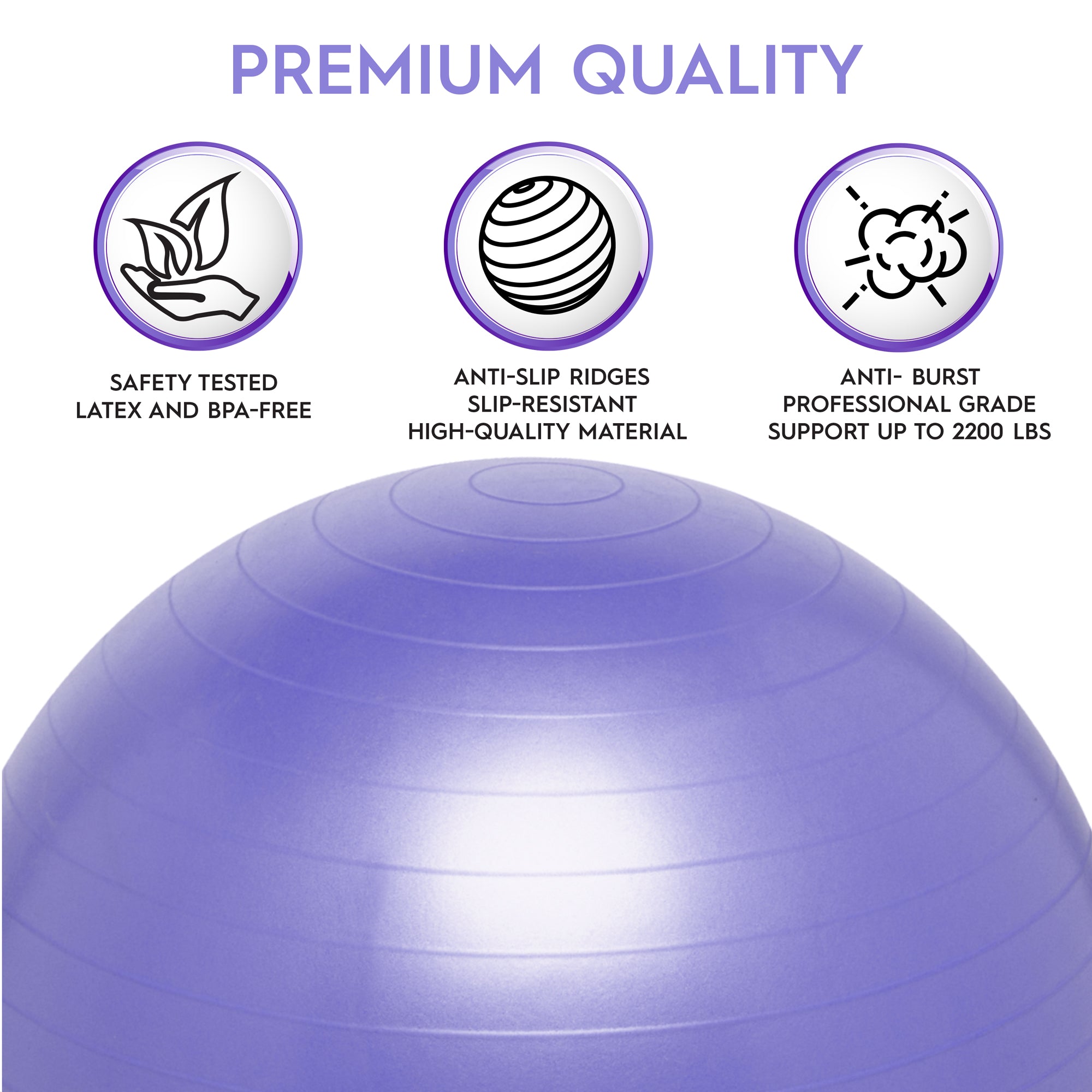Bouncyband® 55cm Balance Ball No-Roll Weighted Seat-Purple