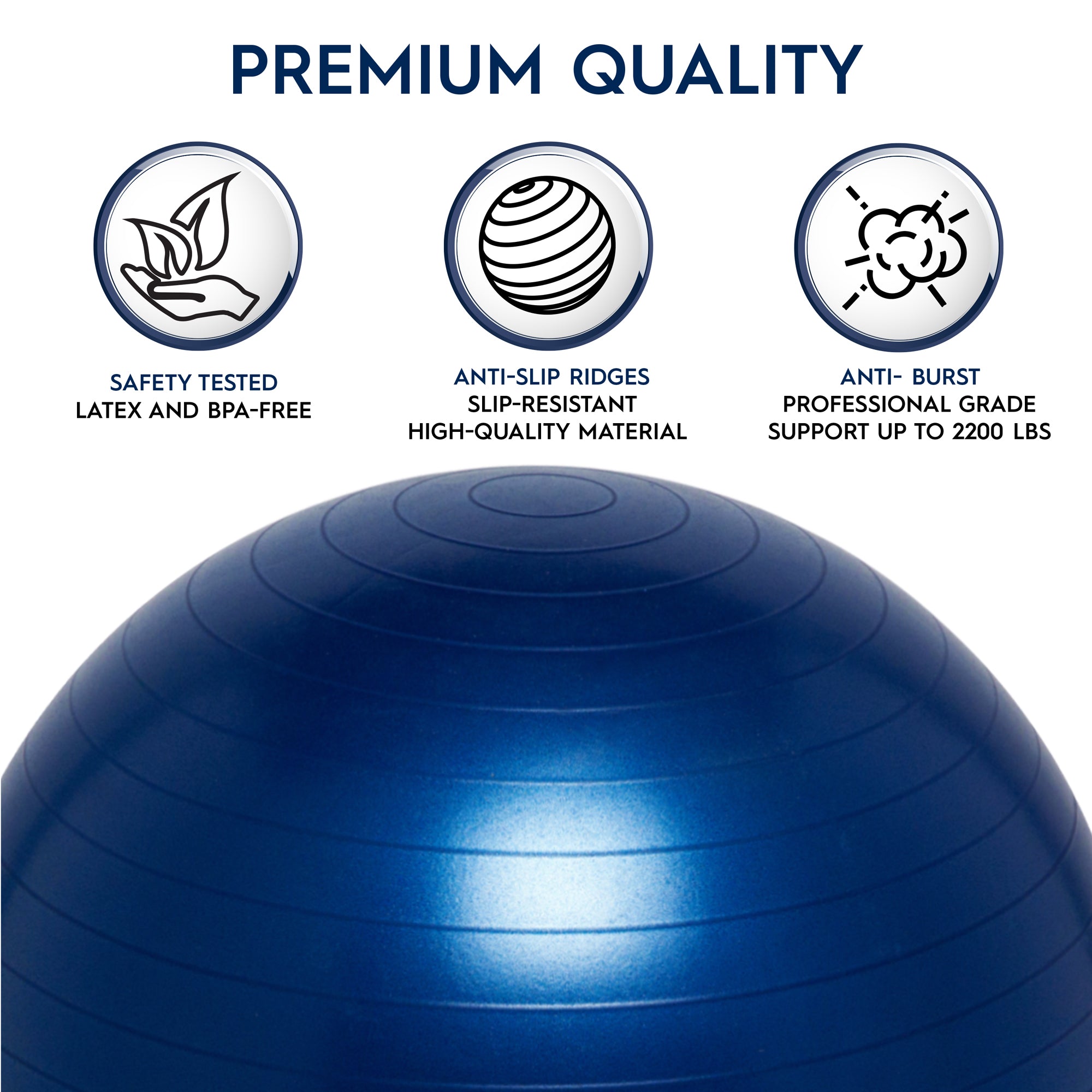 Bouncyband® 65cm Balance Ball No-Roll Weighted Seat-Blue