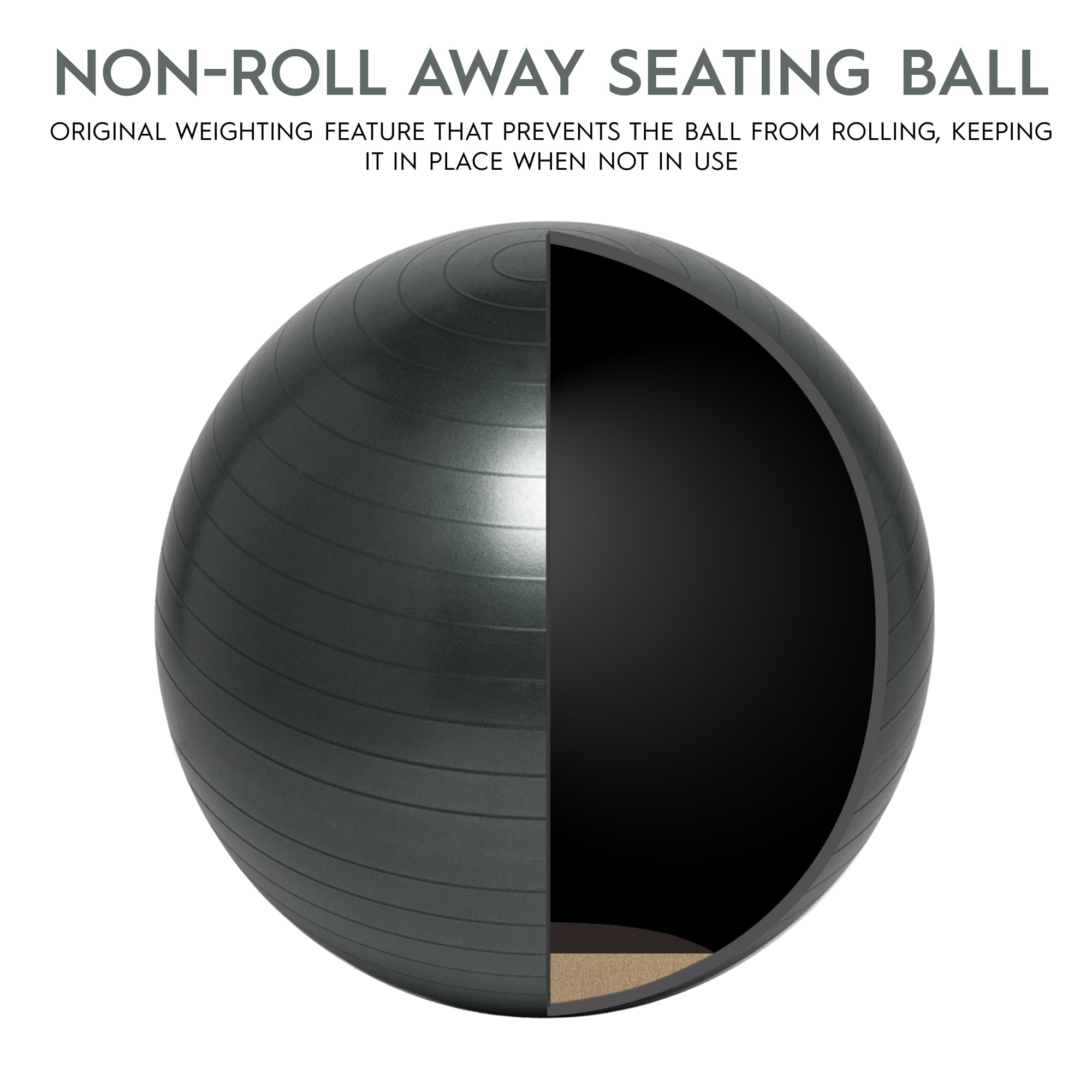 Bouncyband® 65cm Balance Ball No-Roll Weighted Seat-Gray