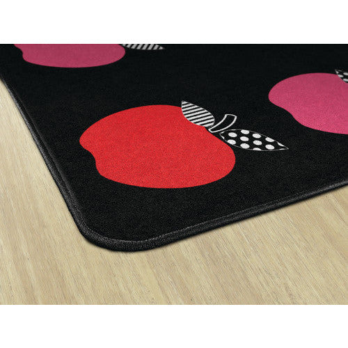 Schoolgirl™ Style Simply Stylish Black, White & Stylish Brights Apple Sit Spots Carpet, 7'6" x 12'