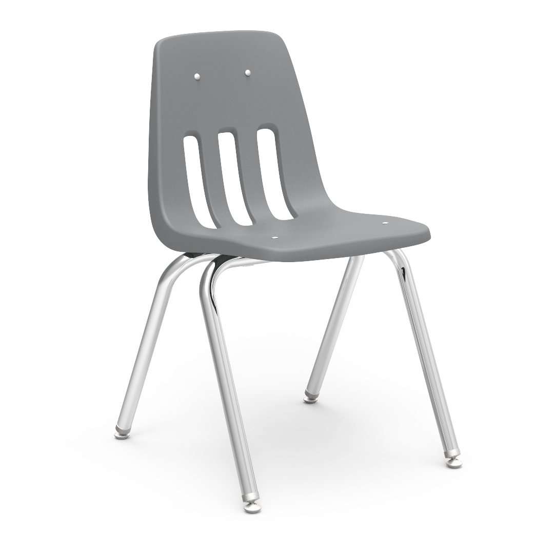 9000 Series 4-Leg Stack Chair - Graphite - Chrome - 18"