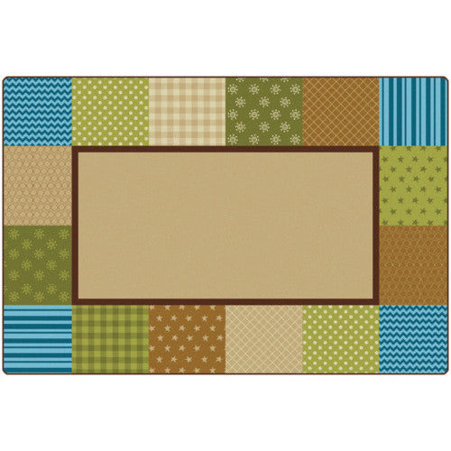 KIDSoft™ Pattern Blocks Rug, Rectangle, 6' x 9', Nature's Colors