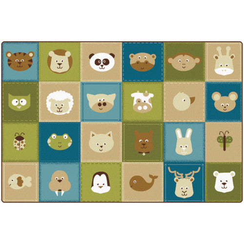 KIDSoft™ Animal Patchwork Pattern Rug, 6' x 9', Nature's Colors