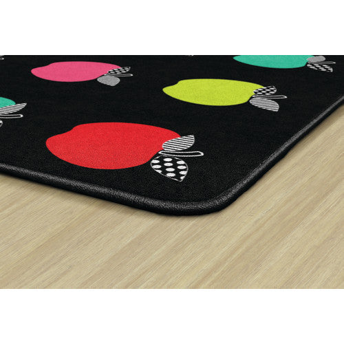 Schoolgirl™ Style Simply Stylish Black, White & Stylish Brights Apple Sit Spots Carpet, 5' x 7'6"