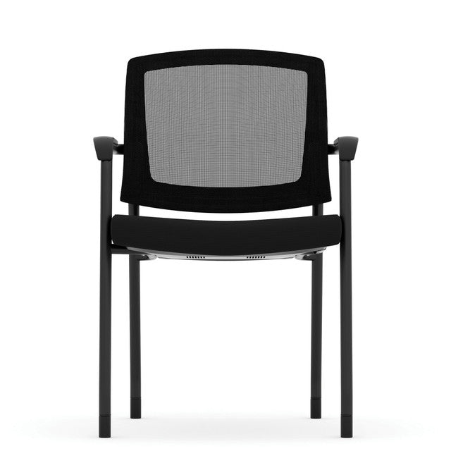 Parson Collection Micro Mesh Back Side Chair with Arms - Black Seat