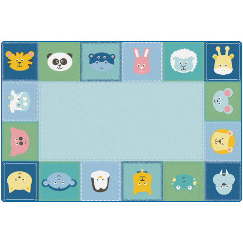 KIDSoft™ Baby Animals Border Rug, 4' x 6',  Contemporary Colors