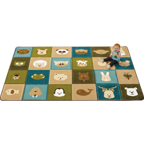 KIDSoft™ Animal Patchwork Pattern Rug, 6' x 9', Nature's Colors