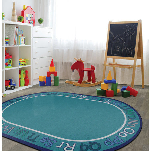 Know Your ABCs Carpet, 7'6" x 12' Oval, Cool Colors
