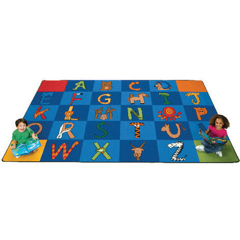 A to Z Animals! Rug, 7'6" x 12' Rectangle, Primary Colors