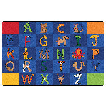 A to Z Animals! Rug, 8'4" x 13'4" Rectangle, Primary Colors