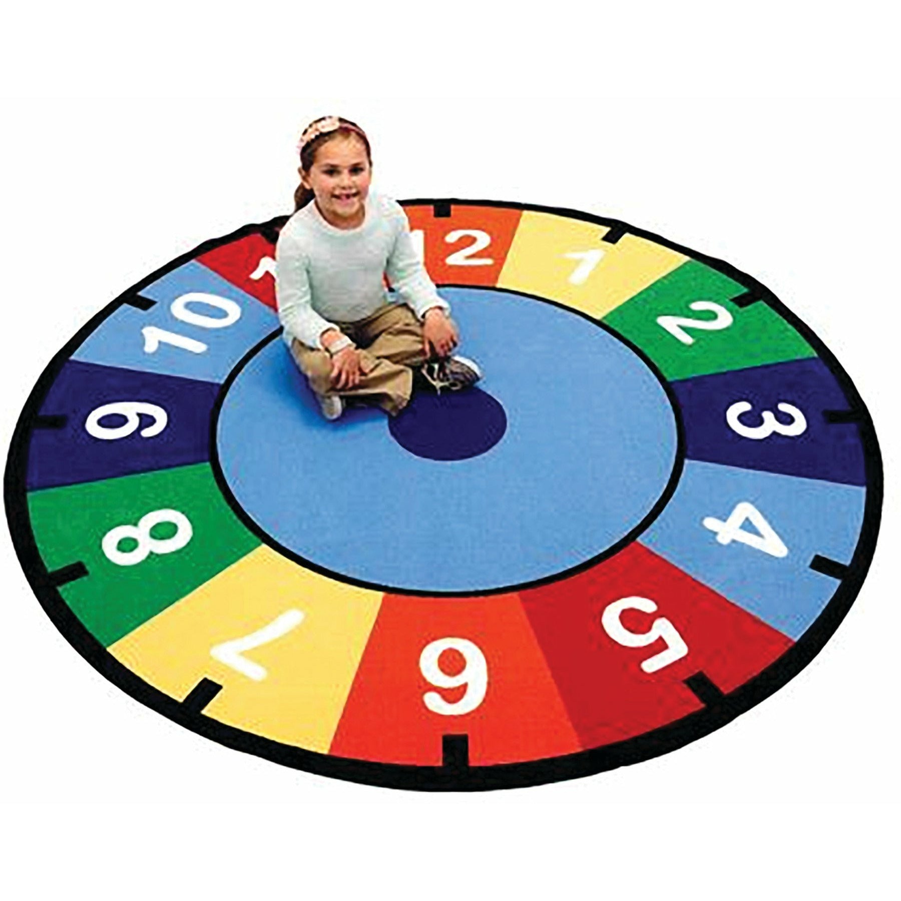 Clock Educational Rug, Round Small, 78" Diameter