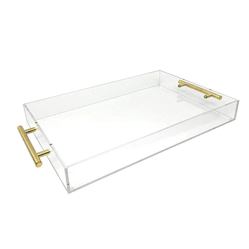 Whiyte Acrylic Tray with Gold Handles